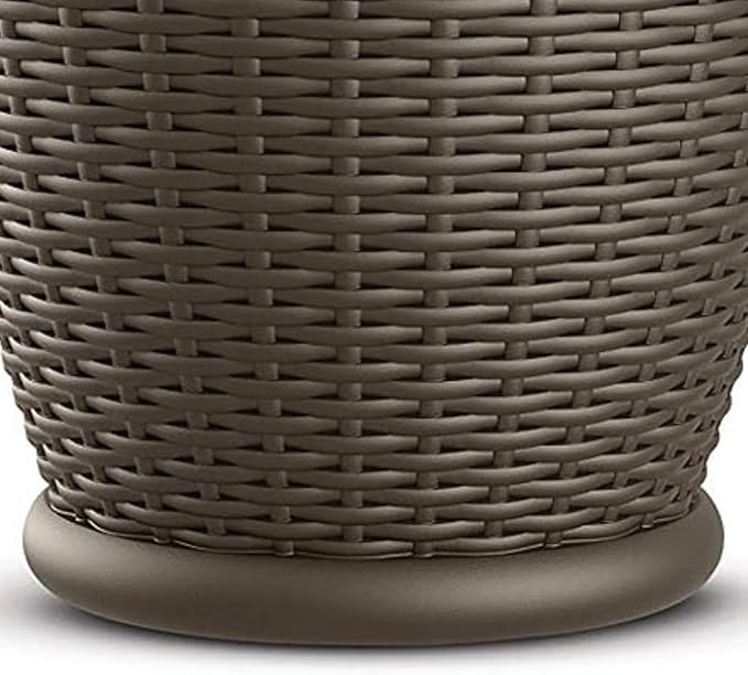 Suncast 4 Pack Wicker Planter w/ Drillable Drain Holes, Decorative Indoor/Outdoor Pot, 18in, Java Suncast