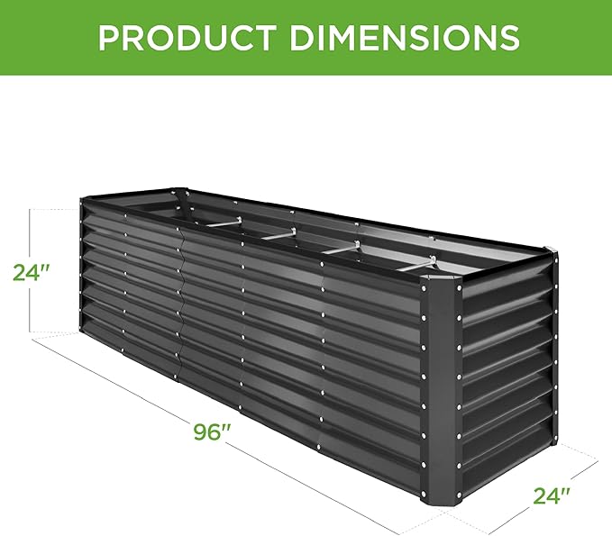 Best Choice Products 8x2x2ft Raised Outdoor Metal Garden Bed, Deep Root Box Planter for Vegetables, Flowers, Herbs, 240 Gallon Capacity, 100% Non Toxic Materials - Gray BestChoiceProducts