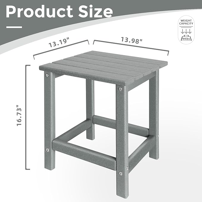 Outdoor Side Tables Adirondack, HDPE Small Table for Patio,Outside End Table for Porch, Deck, Pool, Weather Resistant/Easy Maintenance GARDENSTAR