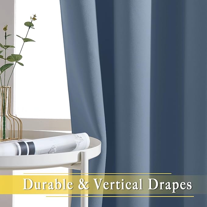 NICETOWN Stone Blue Blackout Sliding Door Curtains, Grommet Thermal Curtain Window Treatment Room Divider Drape Sound Reducing for Patio Door/Living Room, 1 Panel, W80 x L90 NICETOWN