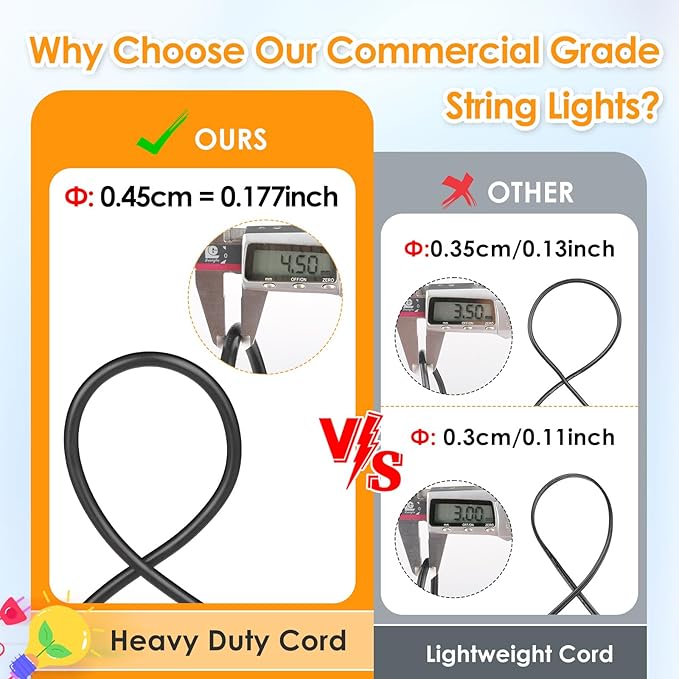 Mlambert 96Ft(2x48ft) Outdoor Patio Lights, RGB Dimmable Cafe String Lights with 30+5 Commercial Grade LED Edison Bulbs for Yard Balcony-Black 2 Pack Mlambert