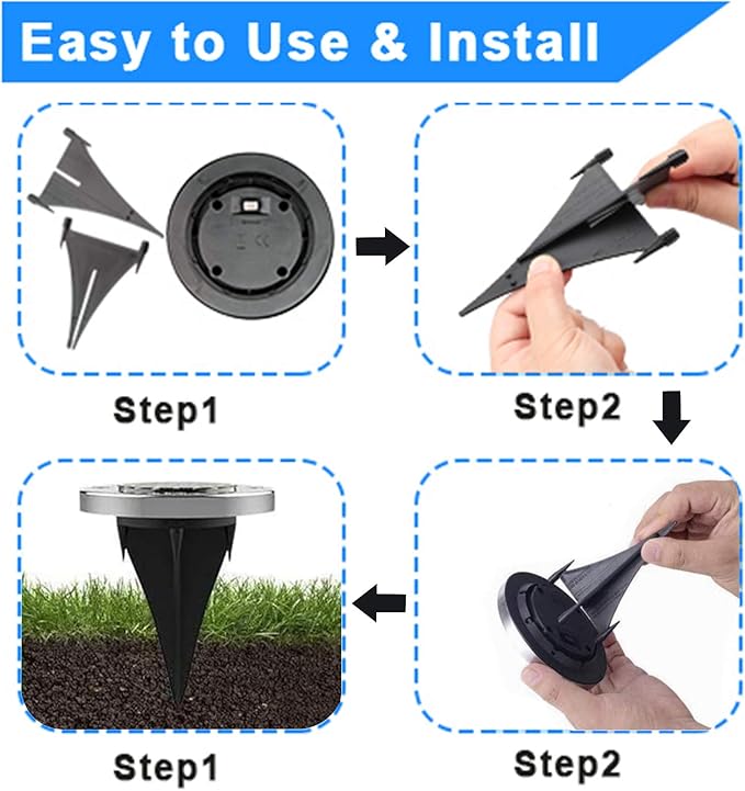 4.6 Inch Diameter Solar Ground Lights, Waterproof Solar Garden Lights, Outdoor Garden Waterproof Bright in-Ground Light, Landscape Lighting for Pathway,Yard,Lawn,Patio,Walkway (4 Pack White Light) Rayolon