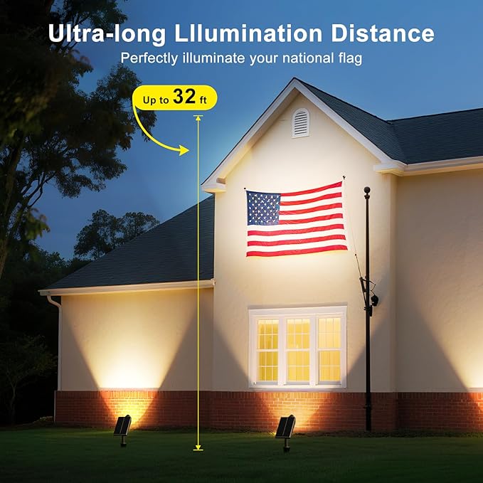 Boajuna Solar Spot Light Outdoor, Solar Landscape Spotlight Waterproof Security Wall Lamp Lights for Patio Yard Lawn Driveway Trees Flags Christmas Decor Boajuna