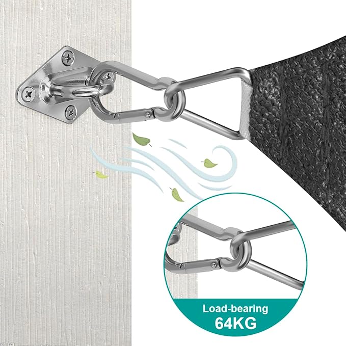 Sun Shade Sail Hardware Kit 8 Inch for Rectangle & Triangle Shade Sail Install, Stainless Steel ShadeSail Fixing Accessories for Outdoor Patio Canopy Garden, Heavy Duty Awning Attachment 40 Set HYASIA