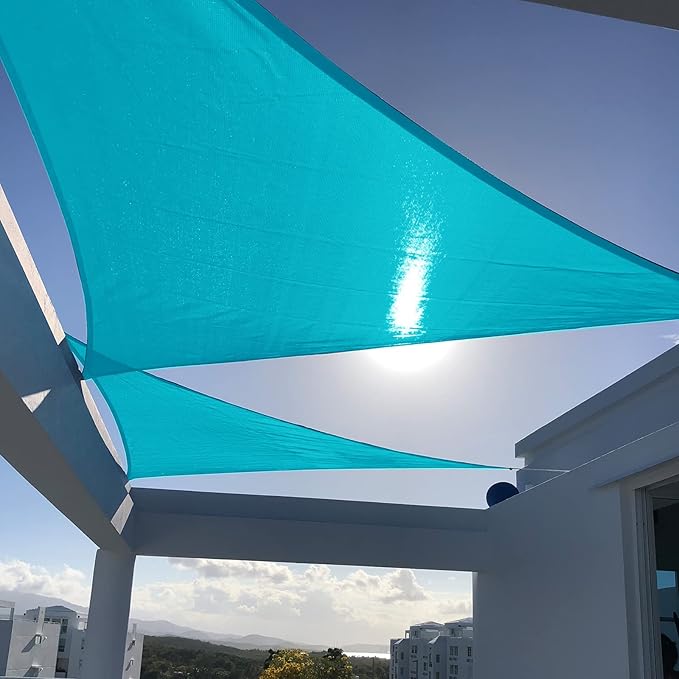 SUNNY GUARD Custom Size 11'x14'x17.8' Triangle Turquoise Blue UV Block Sunshade for Backyard Yard Deck Patio Garden Outdoor Activities and Facility(Customized) SUNNYGUARD
