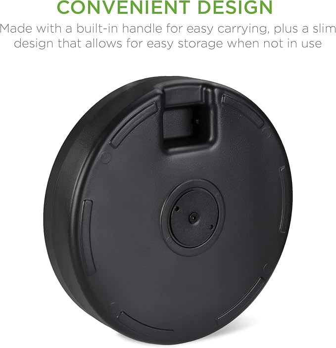 Best Choice Products Fillable Umbrella Base Stand, Round Faux Wicker Plastic Patio Umbrella Base Stand, Pole Holder for Outdoor, Lawn w/ 55lbs Weight Capacity, 2 Adjustment Knobs BestChoiceProducts