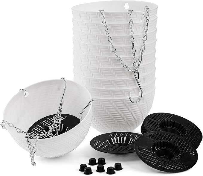 Foraineam 10 Pieces 6 Inch Hanging Planters, Garden Self-Watering Flower Plant Pot Container, Mini Succulent Planter Pots with Hanging Chain Foraineam