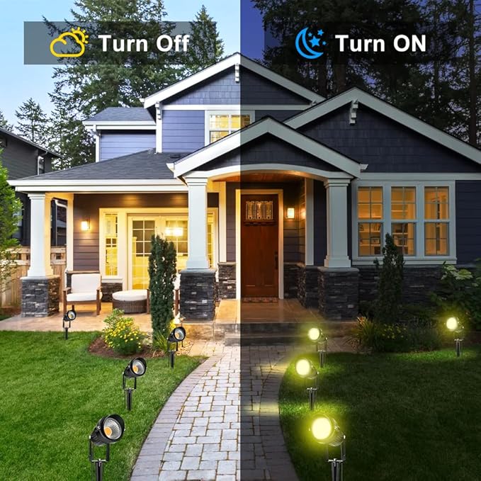 LightingWill 5W Landscape Lighting, Warm White 3000K-3500K, DC 12V LED Low Voltage Landscape Lights, IP65 Waterproof Pathway Lights for Outdoor Garden, Yard, Fence, House, Lawn, Tree, Flags (8 Pack) LightingWill