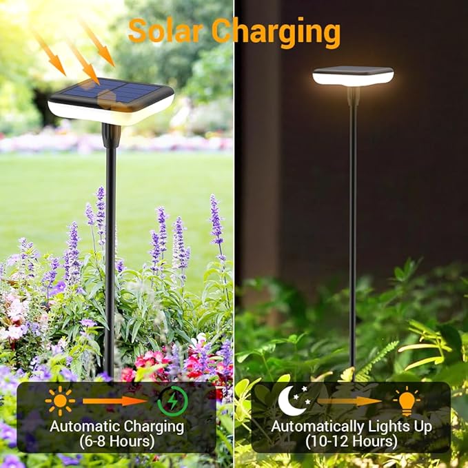 Solar Lights Outdoor Garden 4 Pack Solar Pathway Light 31" Tall Solar Landscape Lights 34LM Bright Up to 12H IP65 Waterproof Auto On/Off for Walkway Outside Yard Path Patio Lawn Flower Bed plant Decor Ainostone