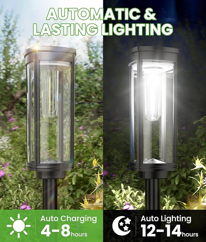 Bright Solar Pathway Lights, 4 Pack Solar Lights Outdoor Waterproof IP65, Long Lasting Outdoor Light for Yard Garden Walkway Landscape Lawn Patio BITPOTT