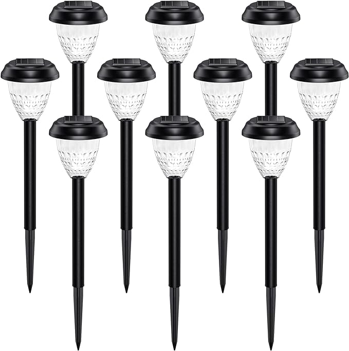 Super Bright Solar Lights Outdoor Waterproof-10 Pack, Dusk to Dawn Up to 12 Hrs Solar Powered Outdoor Pathway Garden Lights Auto On/Off, LED Landscape Lighting Decorative for Walkway Patio Yard URAGO