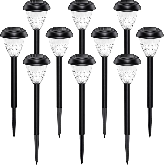 Super Bright Solar Lights Outdoor Waterproof-10 Pack, Dusk to Dawn Up to 12 Hrs Solar Powered Outdoor Pathway Garden Lights Auto On/Off, LED Landscape Lighting Decorative for Walkway Patio Yard URAGO