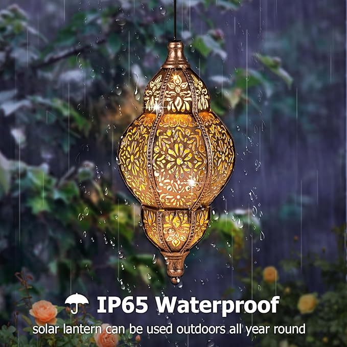 Solar Lanterns Outdoor Waterproof, Hanging Solar Lantern Garden Decor, Decorative Garden Lights for Yard, Patio, Lawn, Porch, Unique Housewarming Gifts (Moroccan) SUCUY