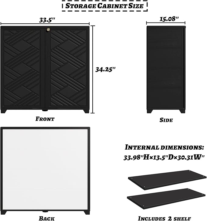 Outdoor/Indoor Storage Box,Resin and Plastic Storage Cabinet Waterproof,Outdoor Cabinet for Patio/Garden/Balcony/Backyard/All Room(with 2 Shelves)-Black Mrosaa