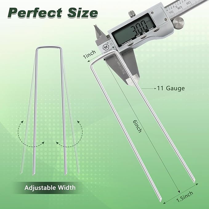 FEED GARDEN 6 Inch 25 Pack Galvanized Landscape Staples 11 Gauge Anti-Rust Garden Stakes SOD Pins Yard Stakes FEEDGARDEN