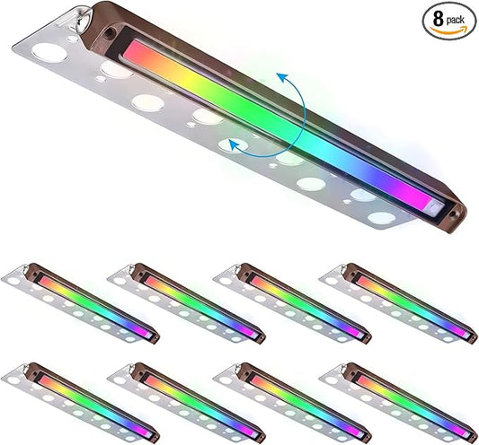 LEONLITE 8-Pack Premium Series RGB 12 Inch 5W LED Retaining Wall Lights Swivel, Color Changing Hardscape Lighting Low Voltage, 12V-24V AC/DC LED Landscape Hardscape Paver Light, Outdoor Step Light ETL LEONLITE