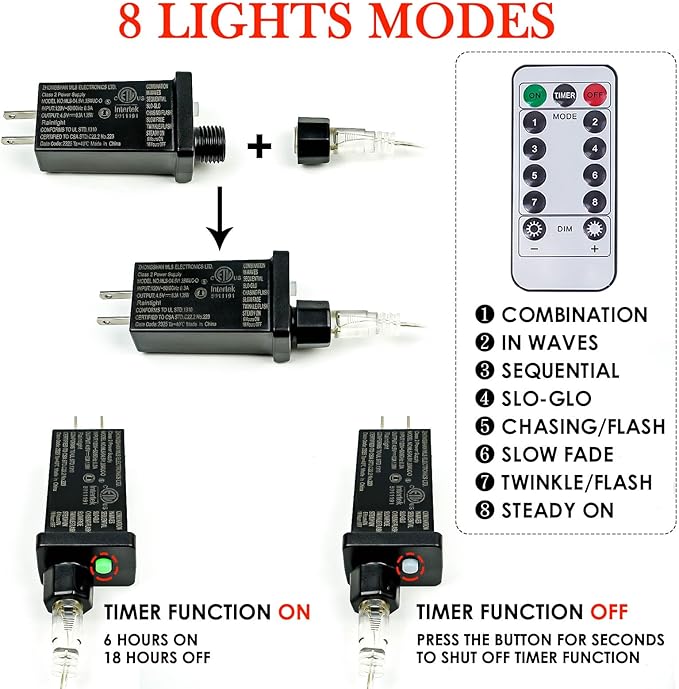 66Ft 200 LED Fairy Lights Plug in with Remote, Waterproof String Lights Outdoor& Indoor 8 Modes with Timer, LED Twinkle Light for Girl's Room Garden Patio Halloween Christmas Decorations (Multicolor) BHCLIGHT