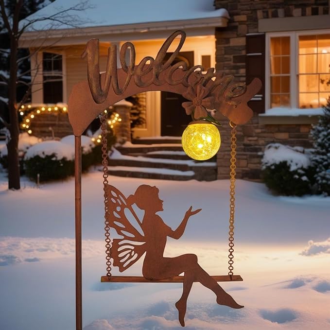 HONGLAND Solar Garden Lights Outdoor Decor, Solar Fairy Lights Outdoor Moon Decor, Housewarming Ornaments for Patio, Lawn, Yard, Pathway - Unique Gardening Gifts for Women Mom Grandma HONGLAND