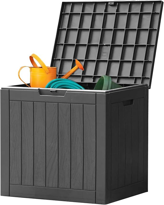 Sweetcrispy Deck Box with 31 Gallon Capacity, Weatherproof Resin Lockable Outdoor Storage for Secure Package Deliveries and Indoor Storage in Garden or Patio, Backyard Sweetcrispy
