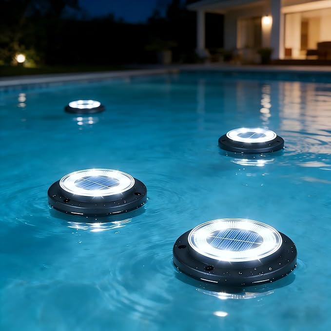 Flacchi Solar Lights Outdoor - Solar Powered Ground Lights Outdoor Solar Disk Light Waterproof Landscape Light for Patio Yard Pathway Walkway Driveway (Cool White, 2 Pack) Flacchi