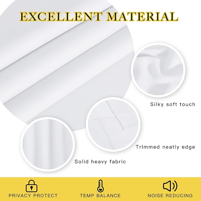 NICETOWN White Room Darkening Bedroom Curtain 84 inches Length - (50% Blackout) Grommet Window Treatment Sound Dampening Thermal Drape for Living Room (W52 x L84, 1 Panel) NICETOWN