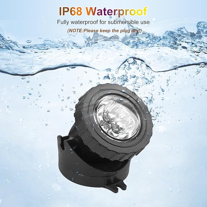 RGB Pond Lights with Timer, LED Underwater Submersible Colorful Landscape Spotlights, 98ft Remote Control IP68 Waterproof Fountain Lights for Fish Aquarium Tank Garden Yard Pool (Set of 4) CREPOW