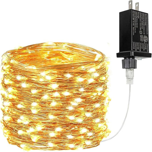 33Ft 100LED Fairy Lights Plug in, Waterproof String Lights Outdoor & Indoor 8 Modes with Timer, Christmas Light Bedroom Decor, Twinkle Light for Girl's Room Garden Christmas Decorations (Warm White) BHCLIGHT