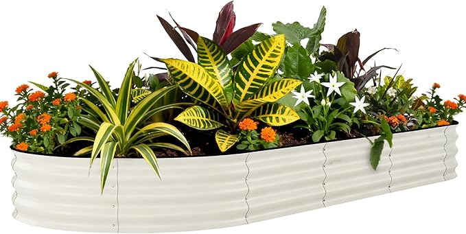 Garvee Galvanized Raised Garden Bed Outdoor, 8x4x1.5 ft Metal Planter Box for Flowers Vegetables, Rust-Resistant Raised Garden Beds for Gardening, Easy Assembly Outdoor Garden Box & Planters, Beige Garvee