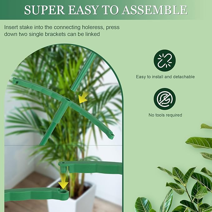24Pcs Plant Support Stakes, Half Round Plant Stakes for Indoor Plants, Stackable Garden Flower Support, Plant Cages for Tomato,Monstera, Peony, Hydrangea, Climbing Plants First-zgel