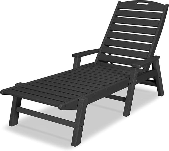 POLYWOOD NCC2280MA-P Nautical Arms Chaise, Black POLYWOOD