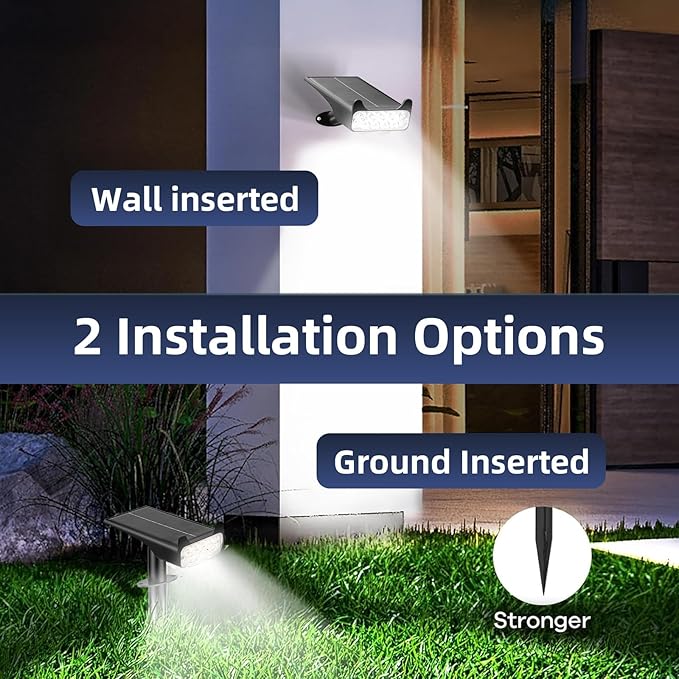 Solar Spotlights Outdoor Waterproof Landscape Path Lights Solar Dusk to Dawn Outdoor Lighting 4 Brightness Modes for Garden Pathway Tree Driveway Porch Yard HOFLYW