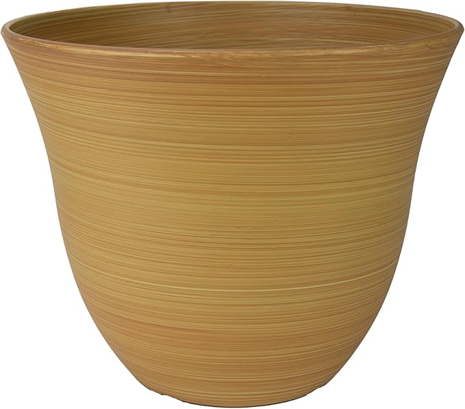 Classic Home and Garden Honeysuckle Resin Planters - Lightweight Indoor & Outdoor Plant Pots - UV-Resistant Plastic Flower Pots - Pot Planters for Flowers & Herbs (15" Bamboo) ClassicHomeandGarden
