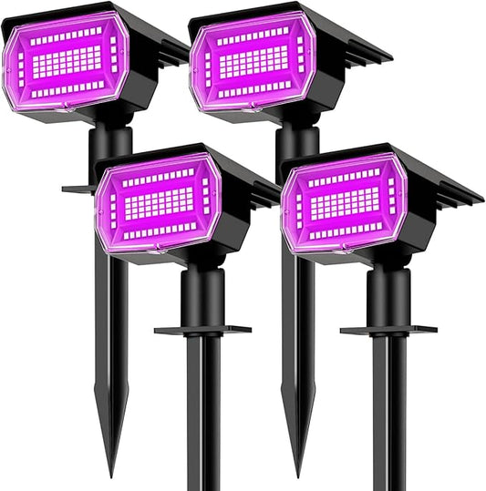 nipify 4 Pack Solar Spot Lights Outdoor, Solar Powered Waterproof Spotlight, Landscape Lighting for Outside Yard Garden Pathway,Purple Nipify
