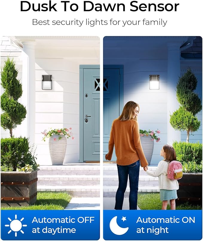 CINOTON 30W 3CCT LED Wall Pack Light with Dusk to Dawn Sensor, 3000K/4000K/5000K Selectable, 3600LM, Outdoor Wall Lights IP65 Waterproof LED Security Flood Lighting for Garage Porch UL-Listed 4 Pack CINOTON