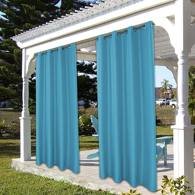 BONZER Outdoor Curtains for Patio Waterproof Thick Privacy Grommet Light Filtering Outside Curtains for Porch Pergola Gazebo Deck, 1 Panel, 54W x 95L inch, Teal Bonzer