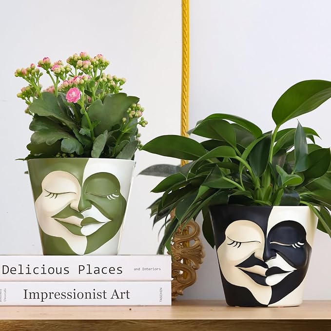 GUGUGO Abstract Rainbow Head Planter, Graffiti Face Planters Pots with Drainage, Flower Plant Pots for Indoor Plants, Unique Funny Pots for Plant Lover Gifts GUGUGOHOMEDECOR
