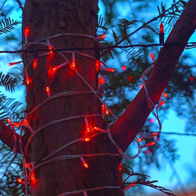 LJLNION 300 LED Valentines Lights, Extra Long 98.5FT Christmas String Lights Outdoor Indoor, 8 Lighting Modes, Plug in Waterproof Fairy Lights for Wedding Party Bedroom Decorations (Red) LJLNION