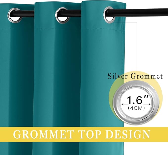 NICETOWN Sliding Glass Door Curtains for Window, Grommet Wide Thermal Curtain Sound Dampening Window Drape for Living Room/Bedroom (Peacock Teal, W80 x L84, 1 Panel) NICETOWN