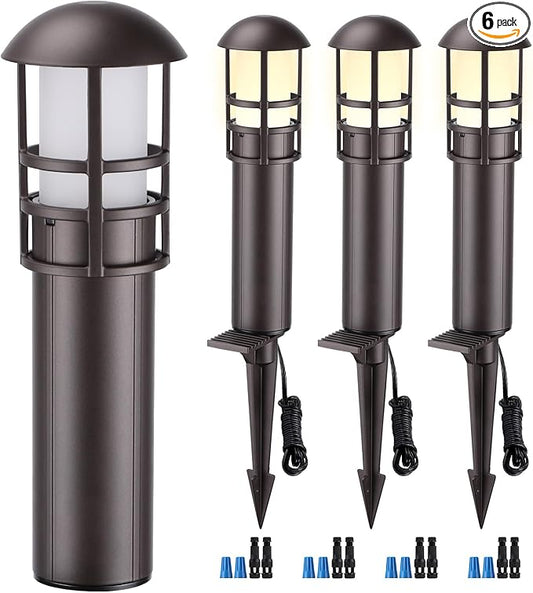 LEONLITE LED Low Voltage Landscape Pathway Lights, 3W 12V AC/DC Path Lighting, CRI90+, IP65 Waterproof, ETL Listed, Oil Rubbed Bronze Aluminum Housing, 3000K Warm White, Pack of 4 LEONLITE