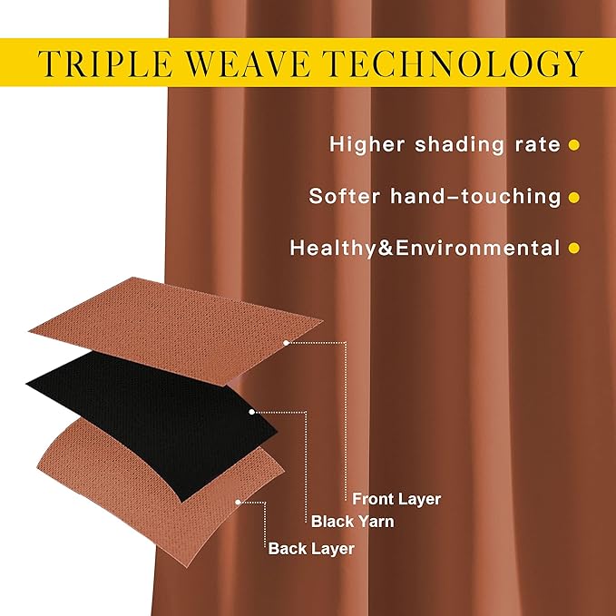 NICETOWN Blackout Curtain for French Door - Indoor Slider Curtain for Patio Door, Extra Wide Drape for Living Room/Bedroom (Burnt Orange, W100 x L84, 1 PC) NICETOWN