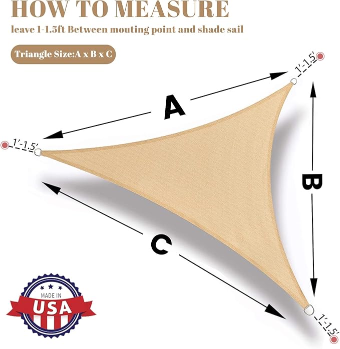 SUNLAX Custom Size 13'x23'x26.4' Sand Sun Shade Sail Right Triangle UV Block Sunshade for Backyard Yard Deck Patio Garden Outdoor Facility (Customized) SUNLAX
