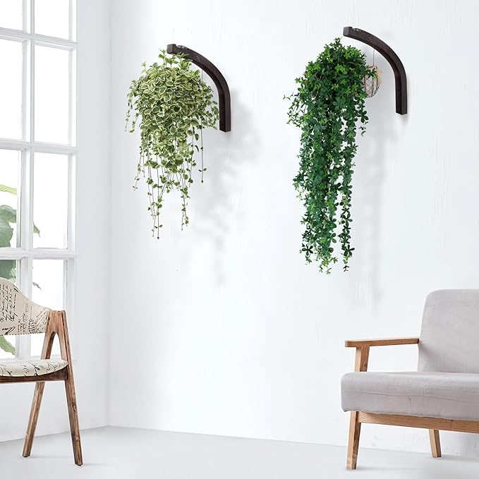 Stylish Wooden Plant Hanger – 2 Pack, 8-Inch Indoor/Outdoor Wall Hooks for Hanging Planters, Flower Pots, Lanterns, and Wind Chimes – Premium Beech Wood Home Decor DSJIFGEW