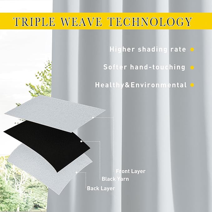 NICETOWN 2 Panels Outdoor Curtains Waterproof Pocket & Back Tab on Top & Bottom, Thermal Insulated Windproof Sun Blocking Outside Privacy Drapes for Patio with Fixed Rope, W84 x L95, Greyish White NICETOWN