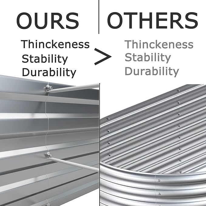 12x4x1ft(2 Pack) Galvanized Raised Garden Bed,Outdoor Planter Box Metal Patio Kit Planting Bed for Vegetables Flowers Herb,Silver Foxlang