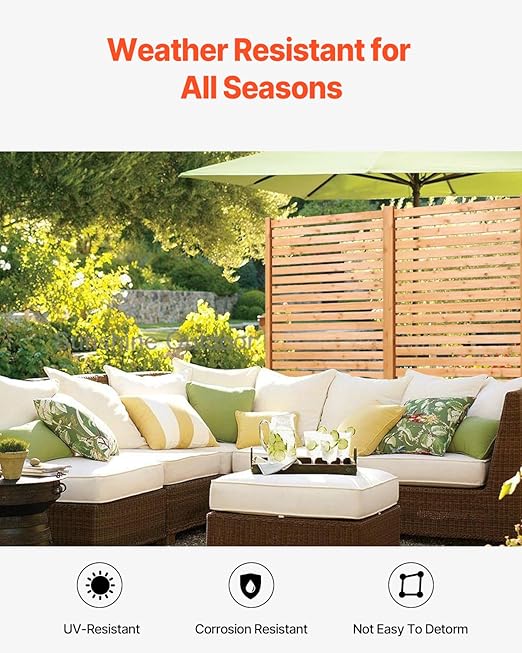 VEVOR Wooden Privacy Screen,36" W x 73" H Outdoor Privacy Screen, Freestanding Wood Privacy Panel with Stand,Outdoor Divider for Balcony Patio Lawn Garden VEVOR