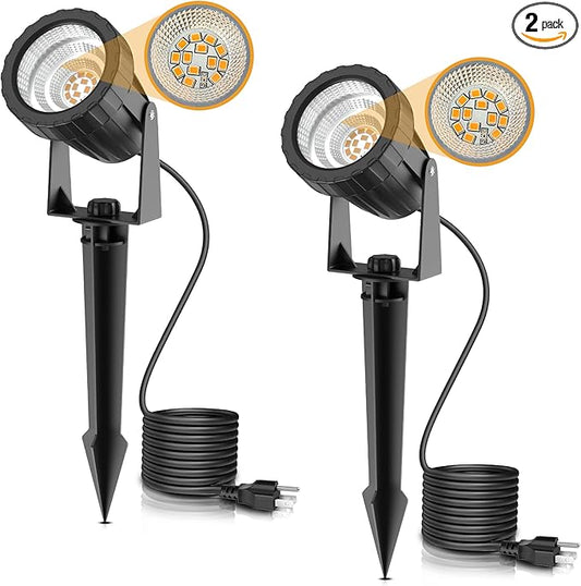 L LOHAS LED 12W Dusk to Dawn Outdoor Lighting, Auto On/Off 3000K Landscape Outdoor Spotlight, IP66 Waterproof Plug in Spot Lights for Yard, Garden, House, Pathway, Plant(2 Pack) LLOHASLED