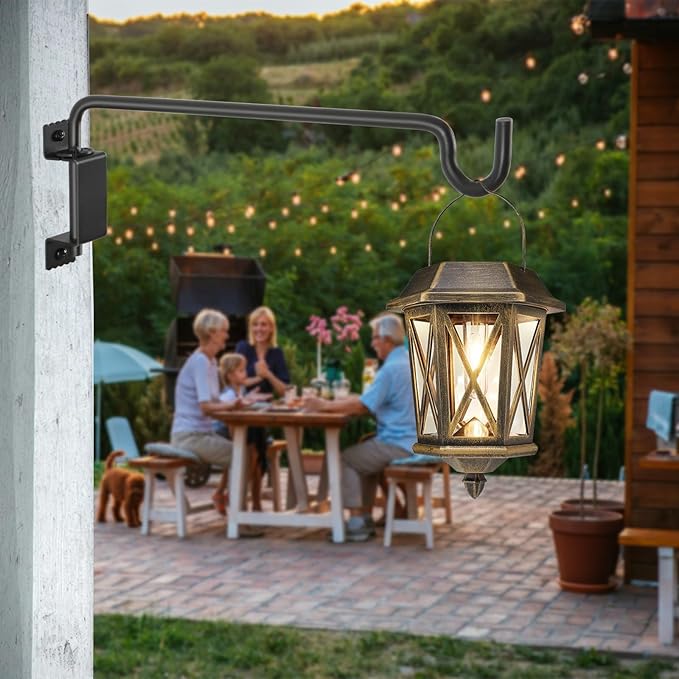 16 Inch Outdoor Hanging Brackets - 360° Swivel Plant Hanger with 12-Directional Adjustable Hook, Rust Resistant Solid Steel Wall Mount for Bird Feeders, Indoor/Outdoor Plants, Garden & Patio YELOKIE