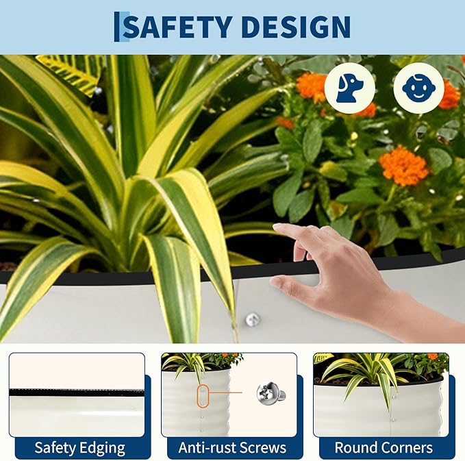 Garvee 2 Pack Galvanized Raised Garden Beds - 6x3x2ft Planter Box for Vegetables, Flowers, Rust-Resistant Garden Box, Easy Assembly Raised Beds, Durable Planters for Outdoor Plants, Beige Garvee