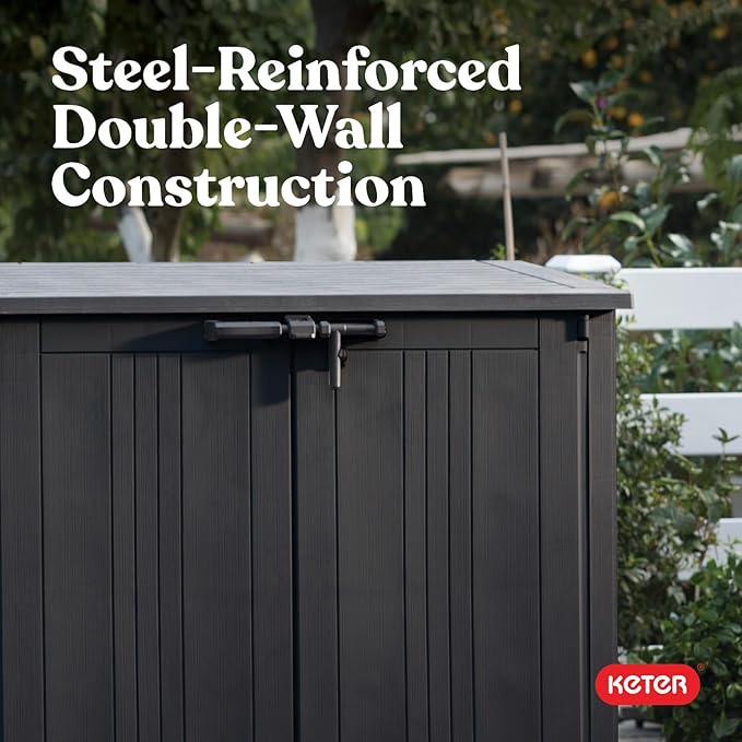 Keter Store-It-Out Prime 4.3 x 3.7 ft. Outdoor Resin Storage Shed with Easy Lift Hinges, Perfect for Yard Tools, Pool Floats and Garden Accessories, Black Keter