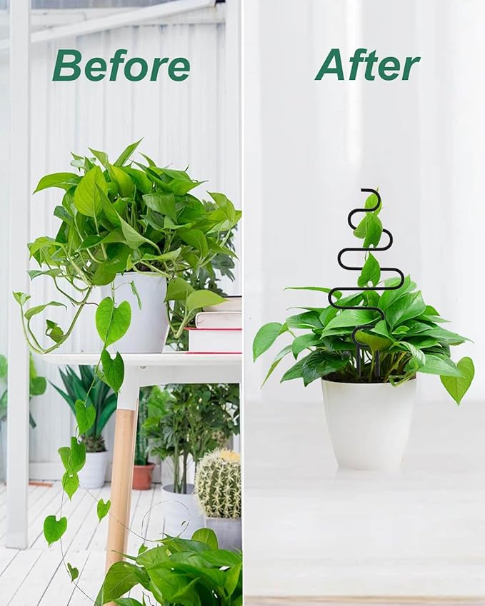 Small Plant Trellis for Climbing Plants Indoor - 13.8 Inch Trellis Indoor with Different Patterns for Vine Ivy Flower Plant Support, Metal Garden Trellis for Potted Plants, Set of 4 (Black) vensovo